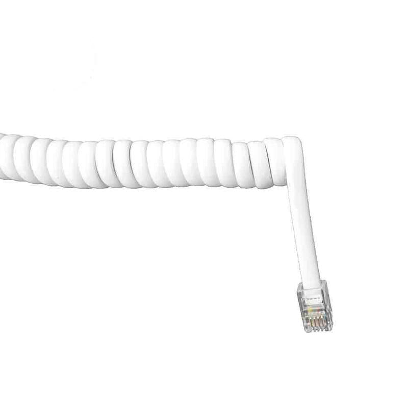 Pack De 5 Unidades - Prolongacion Telefonica Rizada 2,5m A 4m 4 Vias Blanca Macho-Macho 6v Edm