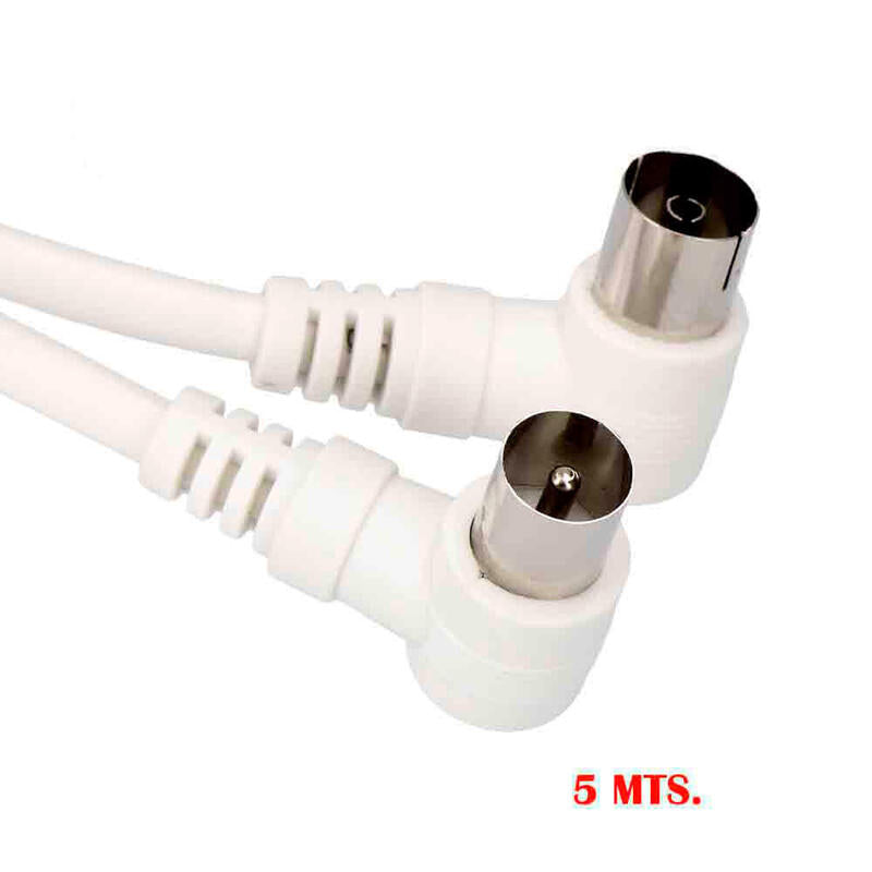 Pack De 5 Unidades - Prolongacion Tv Acodada 9,5mm 5m Envasada Blanca Edm