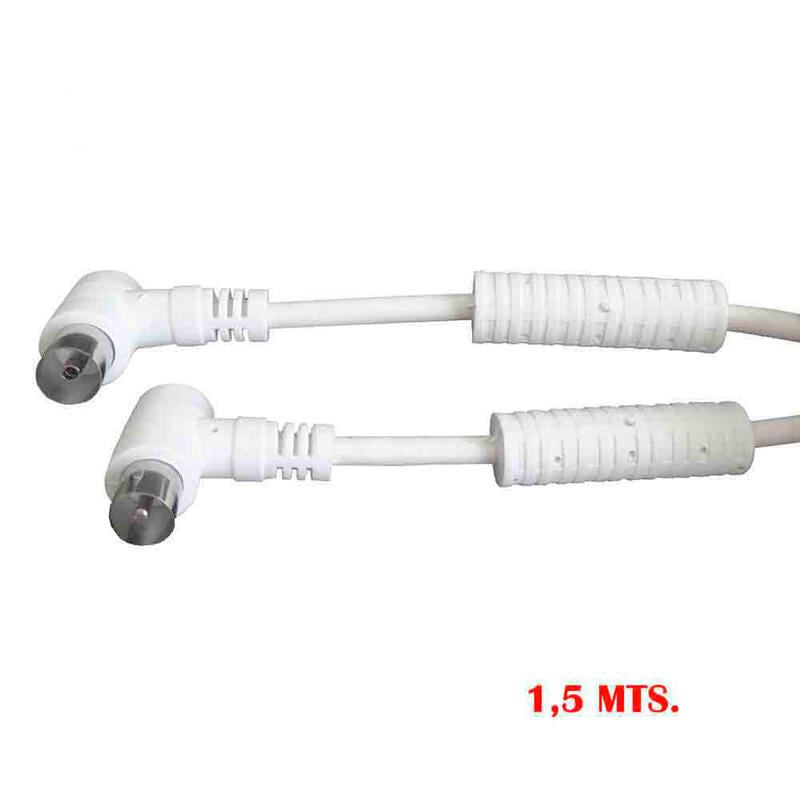 Pack De 5 Unidades - Prolongacion Tv-Video Acodada Con Filtro 9,5mm 1,5m Envasada Blanca Edm