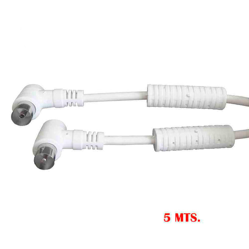 Pack De 5 Unidades - Prolongacion Tv-Video Acodada Con Filtro 9,5mm 5m Envasada Blanca Edm