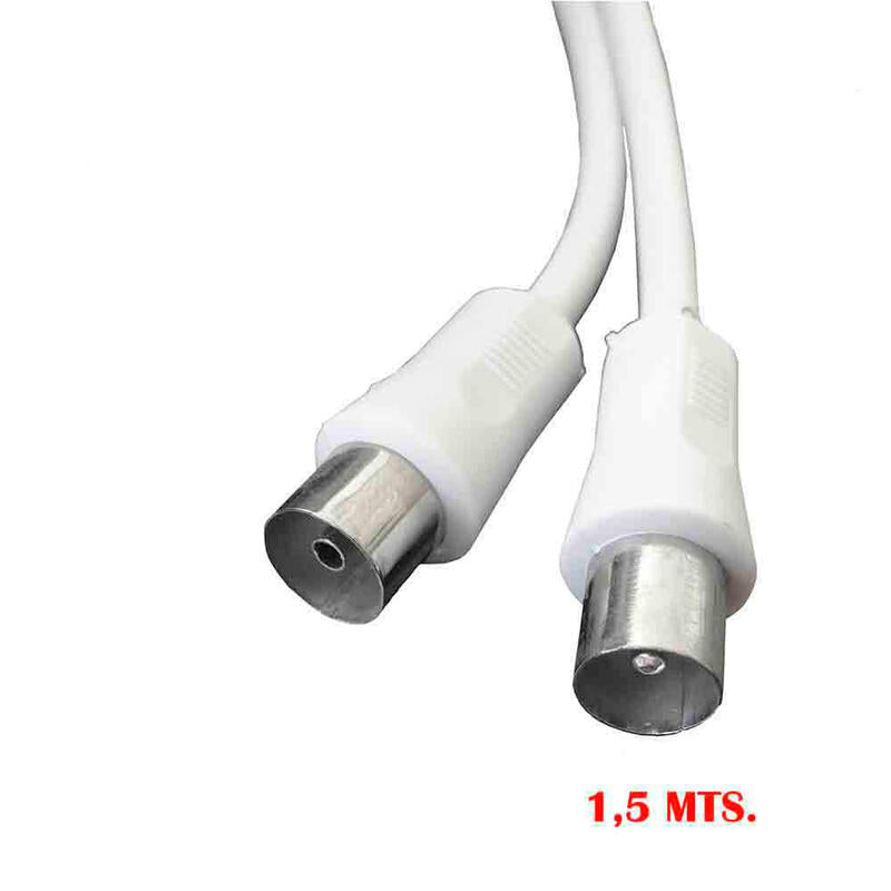 Pack De 5 Unidades - Prolongacion Tv-Video Recta 9,5mm 1,5m Envasada Blanca Edm