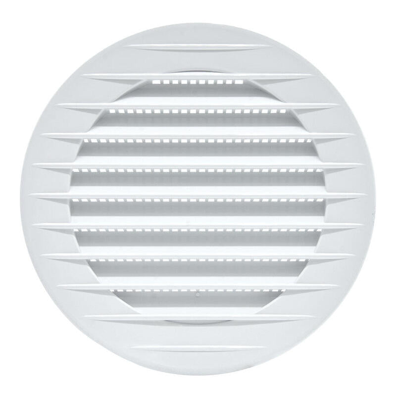 Pack De 5 Unidades - Rejilla Ventilación Redonda Empotrable, Abs, Con Mosquitera Ø90mm Blanca