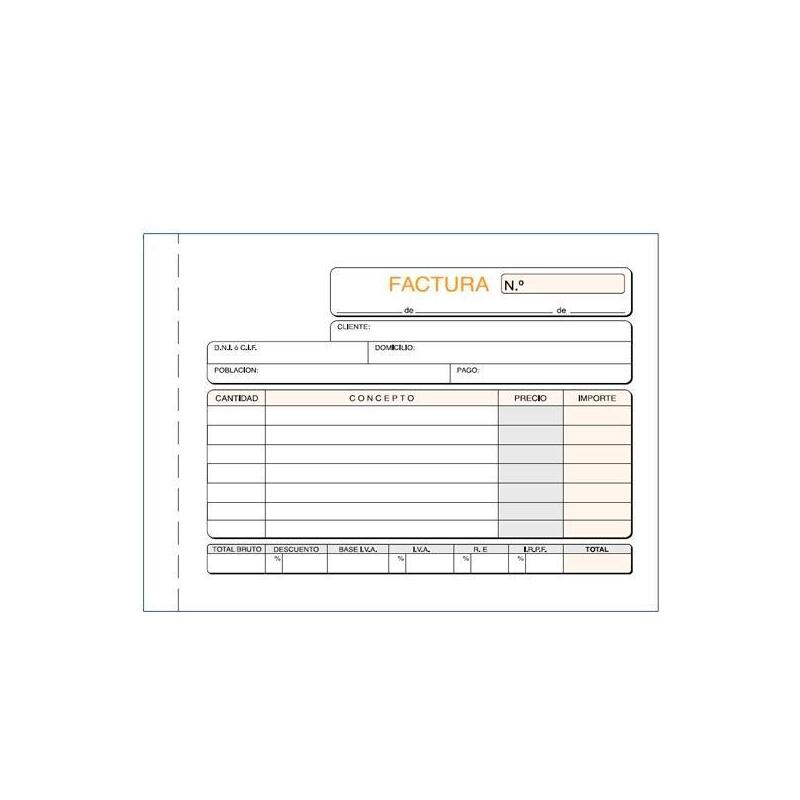Pack De 5 Unidades Talonario Facturas Octavo Apaisado Triplicado Autocopia