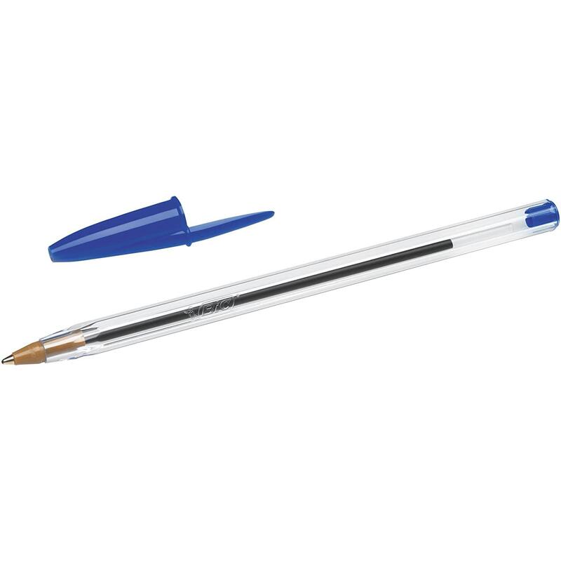 Pack De 50 Unidades Bic Cristal Original Boligrafo De Bola - Punta Redonda De 1.0mm - Trazo 0.4mm - Tinta Con Base De Aceite - Color Azul