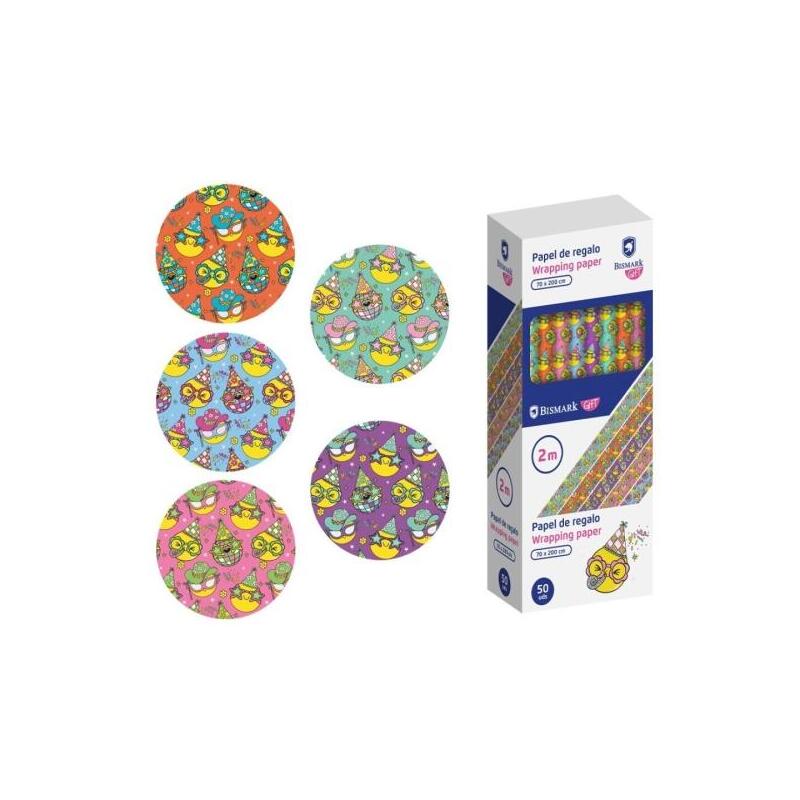 Pack De 50 Unidades Bismark Emojies Rollo De Papel Regalo - Medidas 70cmx200cm - 5 Diseã±Os Diferentes