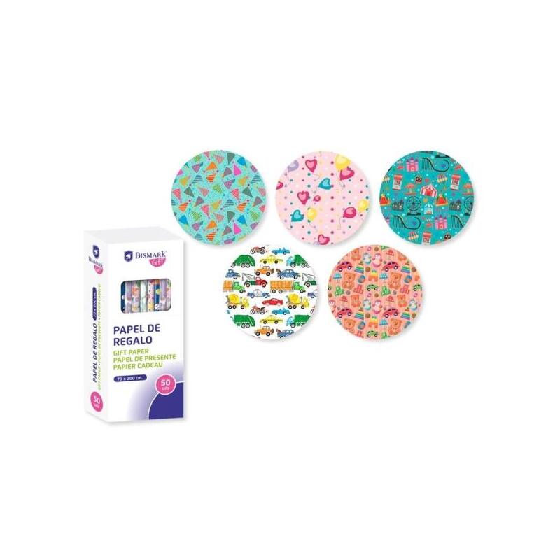 Pack De 50 Unidades Bismark Kids Rollo De Papel Regalo - Medidas 70cmx200cm - 5 Diseños Diferentes
