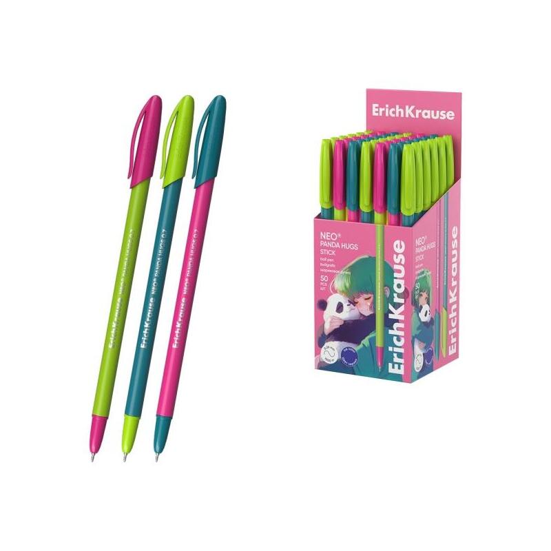 Pack De 50 Unidades Erichkrause Neo Stick Panda Hugs Boligrafo Con Capuchon - Modelos Surtidos - Trazo 0.26mm - Tinta