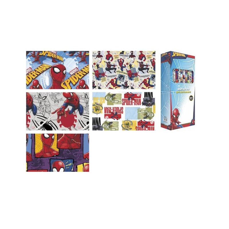 Pack De 50 Unidades - Papel De Regalo Spiderman Marvel Surtido