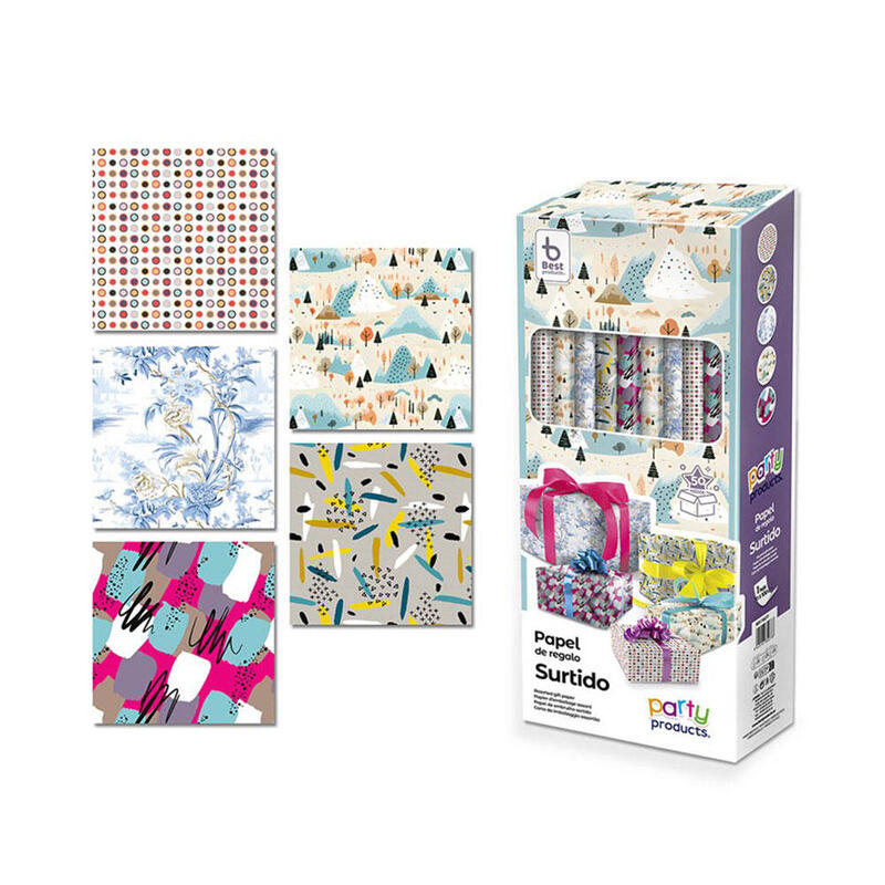 Pack De 50 Unidades - Papel Regalo Surtido, 5 Modelos, 70x100cm (Venta Solo Caja 50 Unid)