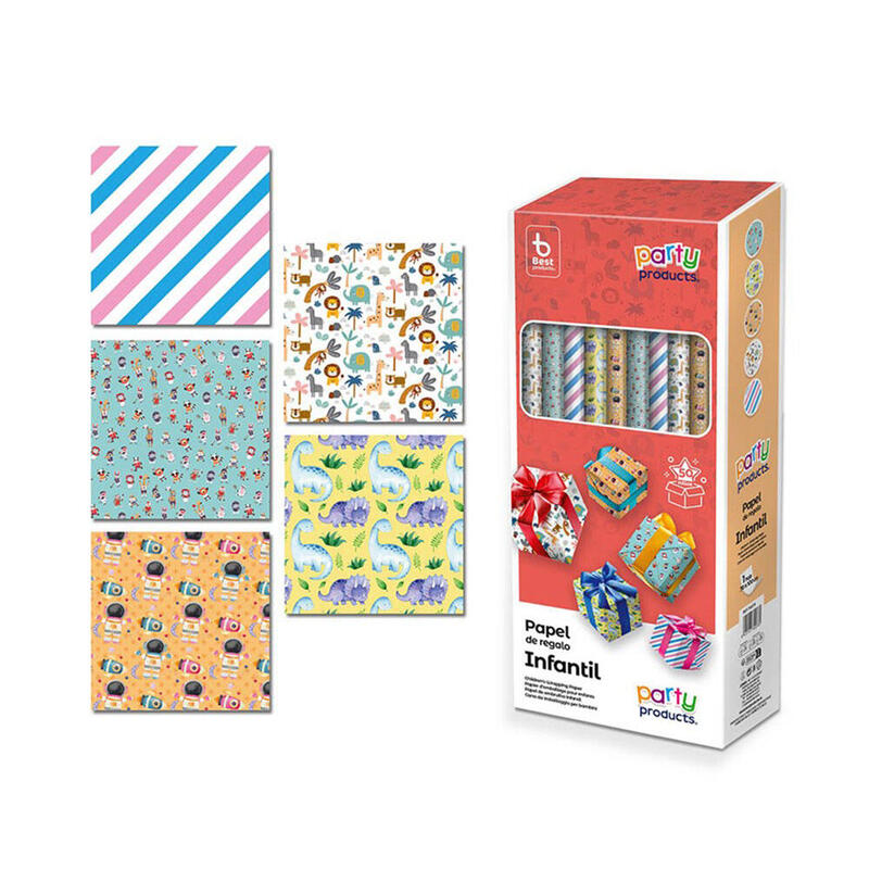 Pack De 50 Unidades - Papel Regalo Surtido, 5 Modelos Infantil, 70x100cm (Venta Solo Caja 50 Unid)