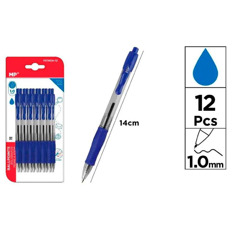 Pack De 6 Unidades - Bolígrafo Retráctil Azul, 12 Uds, Blister