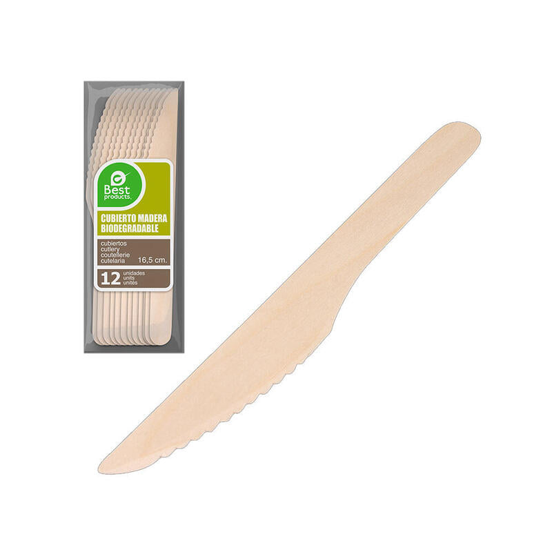 Pack De 6 Unidades - Bolsa 12ud Cuchillo Madera 16,5cm Best Products Green
