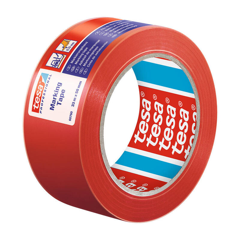 Pack De 6 Unidades - Cinta De Balizar Adhesiva Roja 33m X 50mm 60760 Tesa