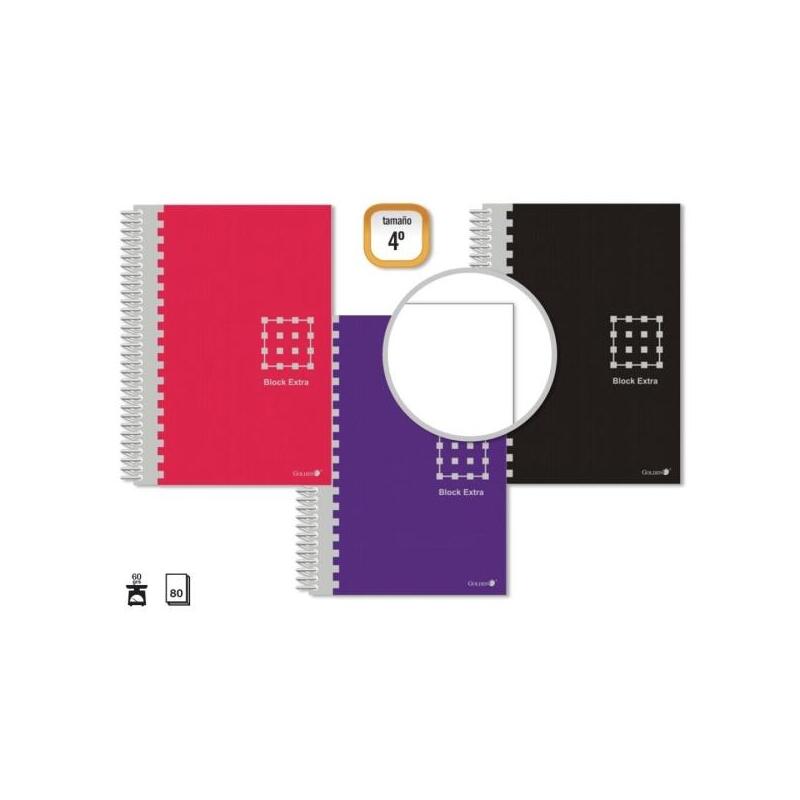 Pack De 6 Unidades Golden Cuaderno Espiral 4âº 80 Hojas 60grs Liso - Margen Remarcado - Tapa Extradura - Colores