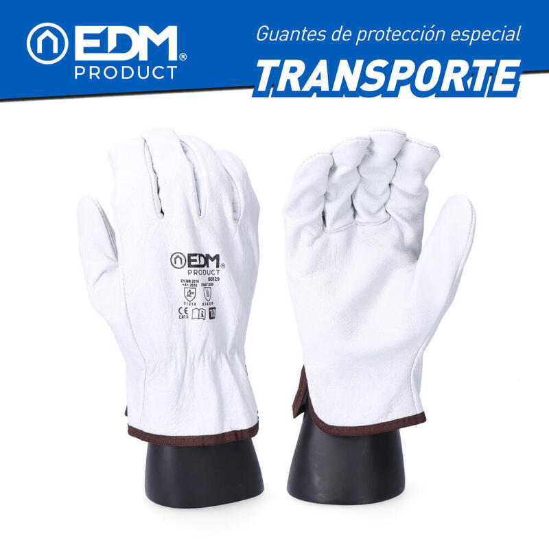 Pack De 6 Unidades - Guante Transporte De Piel Flor Vacuno Talla 8 Edm