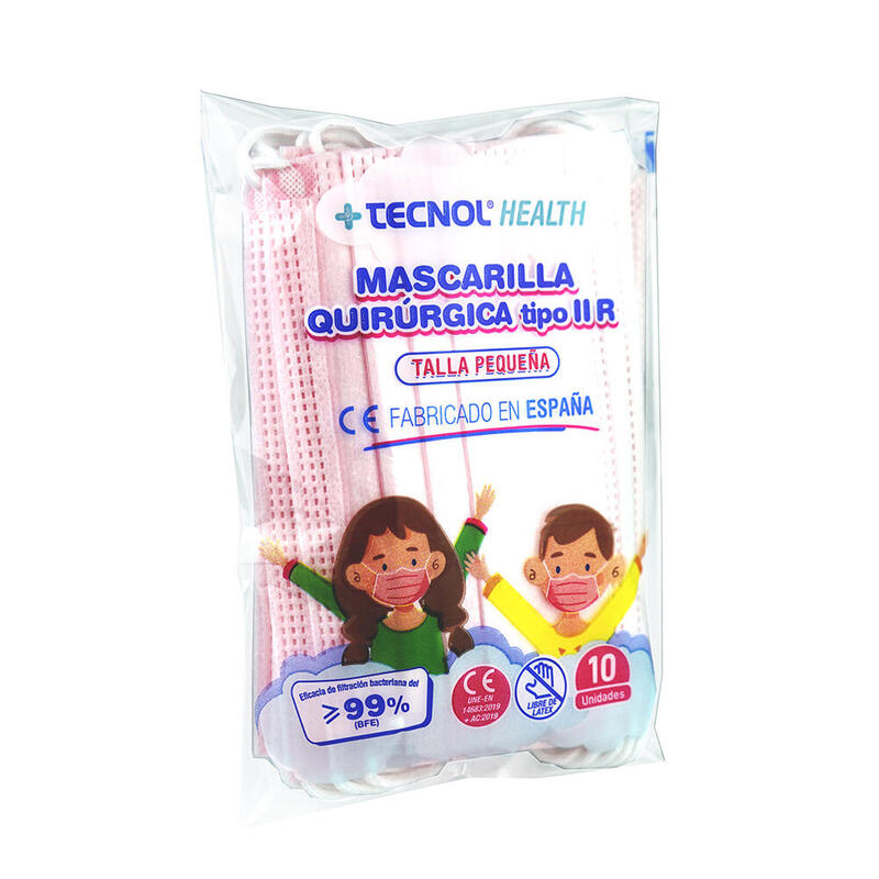 Pack De 6 Unidades - Mascarilla Quirúrgica Rosa Bolsa 10 Unidades Infantil. Tecnol