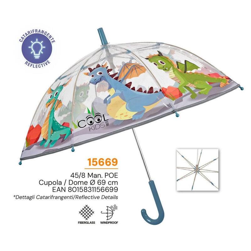 Pack De 6 Unidades - Paraguas Manual Dragones 45cm