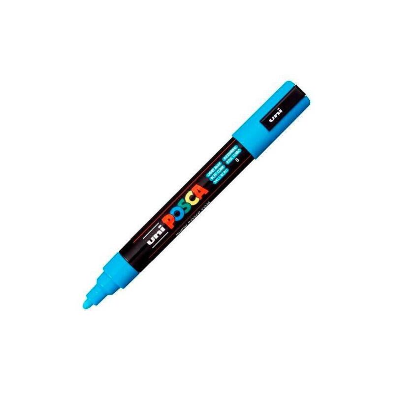 Pack De 6 Unidades Posca Marcador  Pc-5m No Permanente Punta Forma De Bala 1,8 - 2,5 Mm Azul Claro