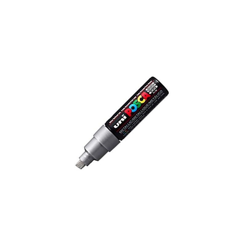 Pack De 6 Unidades Posca Marcador  Pc-8k No Permanente Punta Biselada 8.0mm Plata Metálico