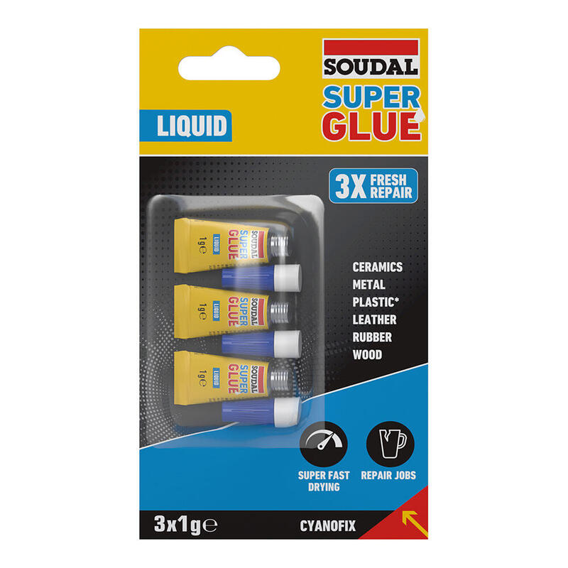 Pack De 6 Unidades - Soudal Super Glue Líquido 3x1g 160023