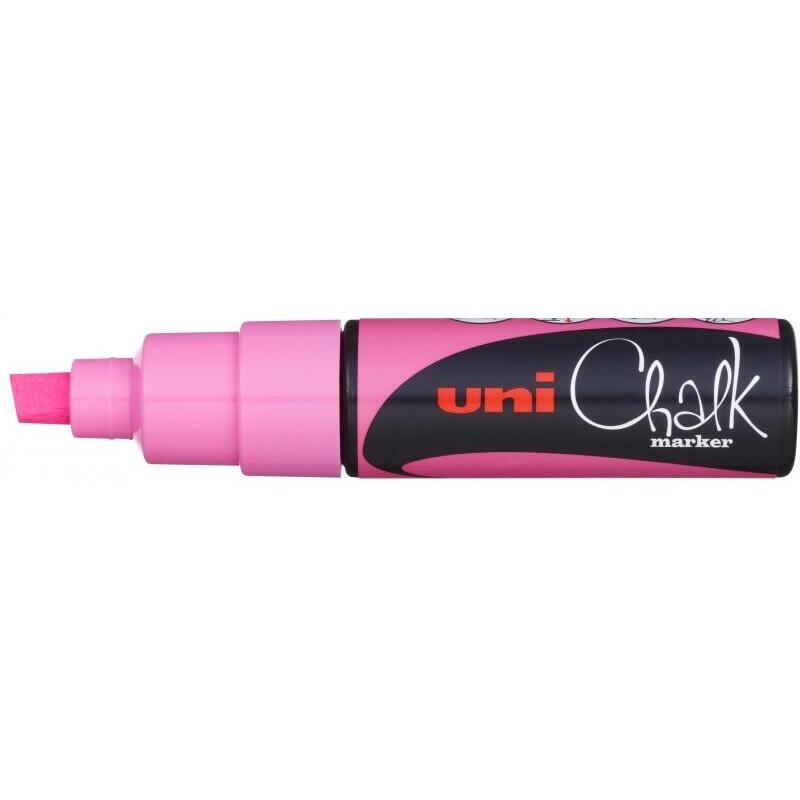 Pack De 6 Unidades Uni-Ball Pwe-8k Marcador De Tiza Liquida - Punta Biselada 8mm - Borrado En Humedo - Resistente A La