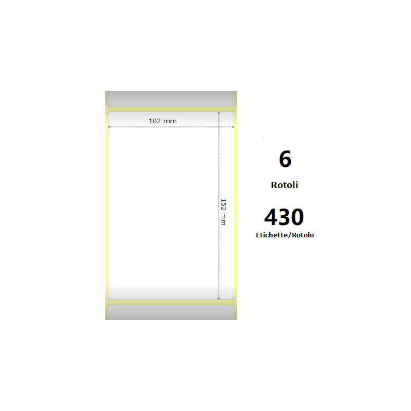 Pack De 6 Unidades White 102x152mm 430 Et/Rotolo Z-2000d 4x6x1 Core 6 Rolls