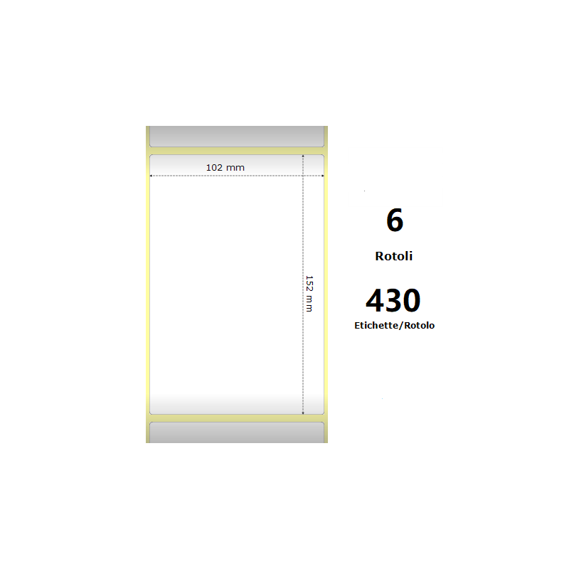 Pack De 6 Unidades White 102x152mm 430 Et/Rotolo Z-2000d 4x6x1 Core Circonferenza 106mm Ze10010034