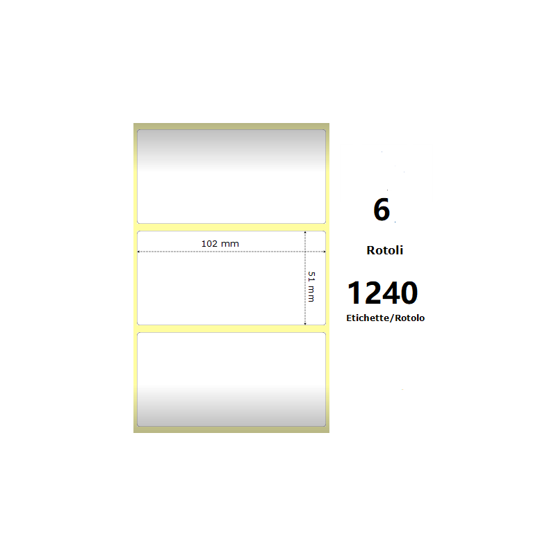 Pack De 6 Unidades White 102x51mm 1240 Et/Rotolo Z-2000d 4x2x 1 Core Circonferenza 106mm Ze10010031