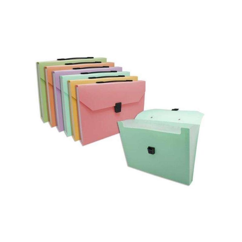 Pack De 8 Unidades Bismark Maletin De Fuelle Con 12 Departamentos A4 Polipropileno - Cierre De Broche - Colores