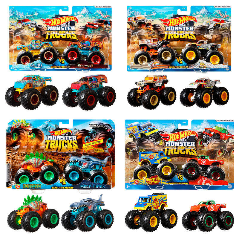 Pack De 8 Unidades - Blister 2 Coches Demolicion Monster Trucks Hot Wheels Surtido