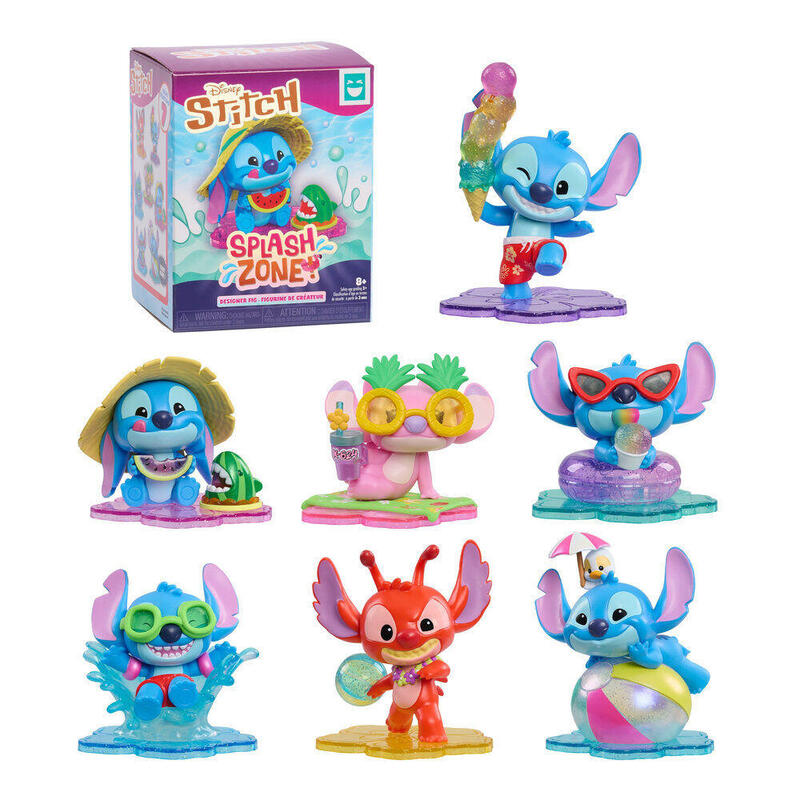 Pack De 8 Unidades  Figura Sorpresa Pool Party Stitch Disney Surtido