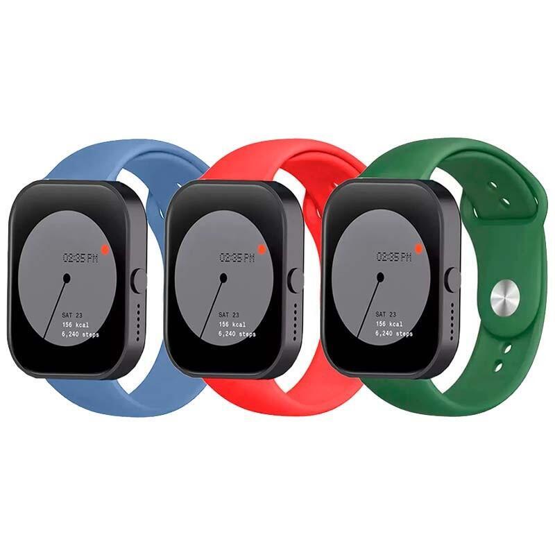 Pack X3 Correa Silicona Elgance Para Cmf By Nothing Watch Pro 22mm Azul Oscuro, Rojo Y Verde