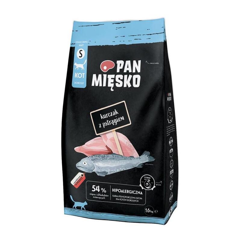 Pan Miesko Comida Para Mascotas Sucha Para Gato Pollo Z Pstragiem (Dorosly) Chrupki S 1,6kg