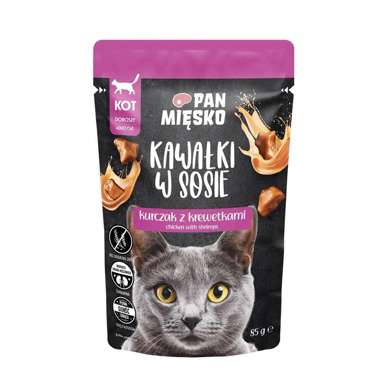 Pan Miesko Kawalki W Sosie Kurczak Z Krewetkami (Dorosly) - Karma Mokra Dla Kota - 85g