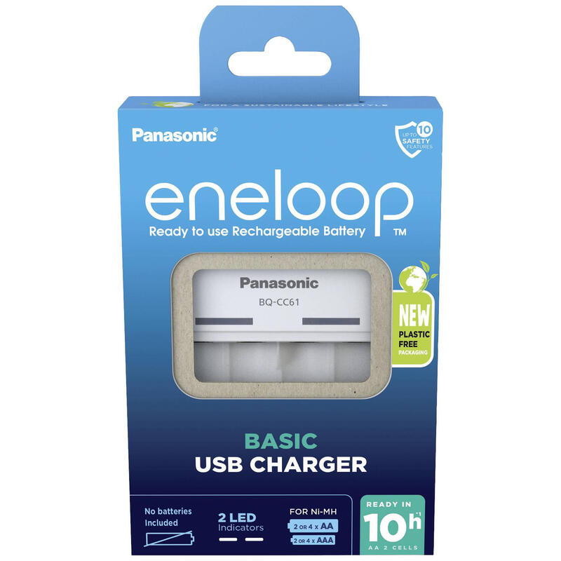 Panasonic Eneloop Cargador Básico Usb Bq-Cc61 Sin Baterías