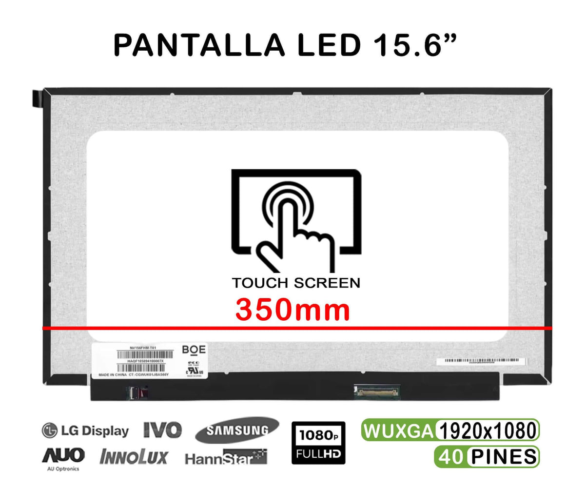 Pantalla Led Táctil De 15.6" Para Portátil Nv156Fhm-T01 350Mm Fhd 40 Pines