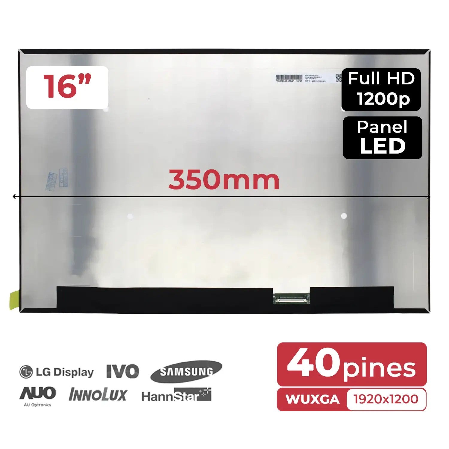 Pantalla B160Uan08.1 Led 16" Para Portátil 144Hz Ips 1920X1200 16:10 40 Pines Edp