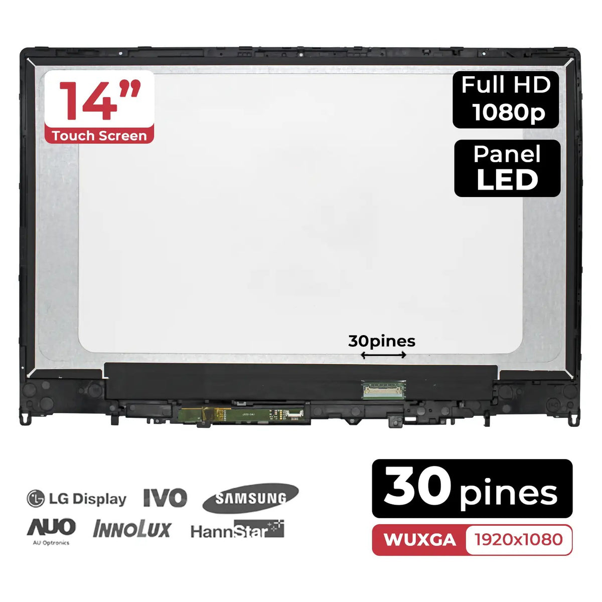 Pantalla Táctil Led De 14" Para Portátil Lenovo Ideapad Yoga 530-14Ikb 81Ek Series 5D10R03189