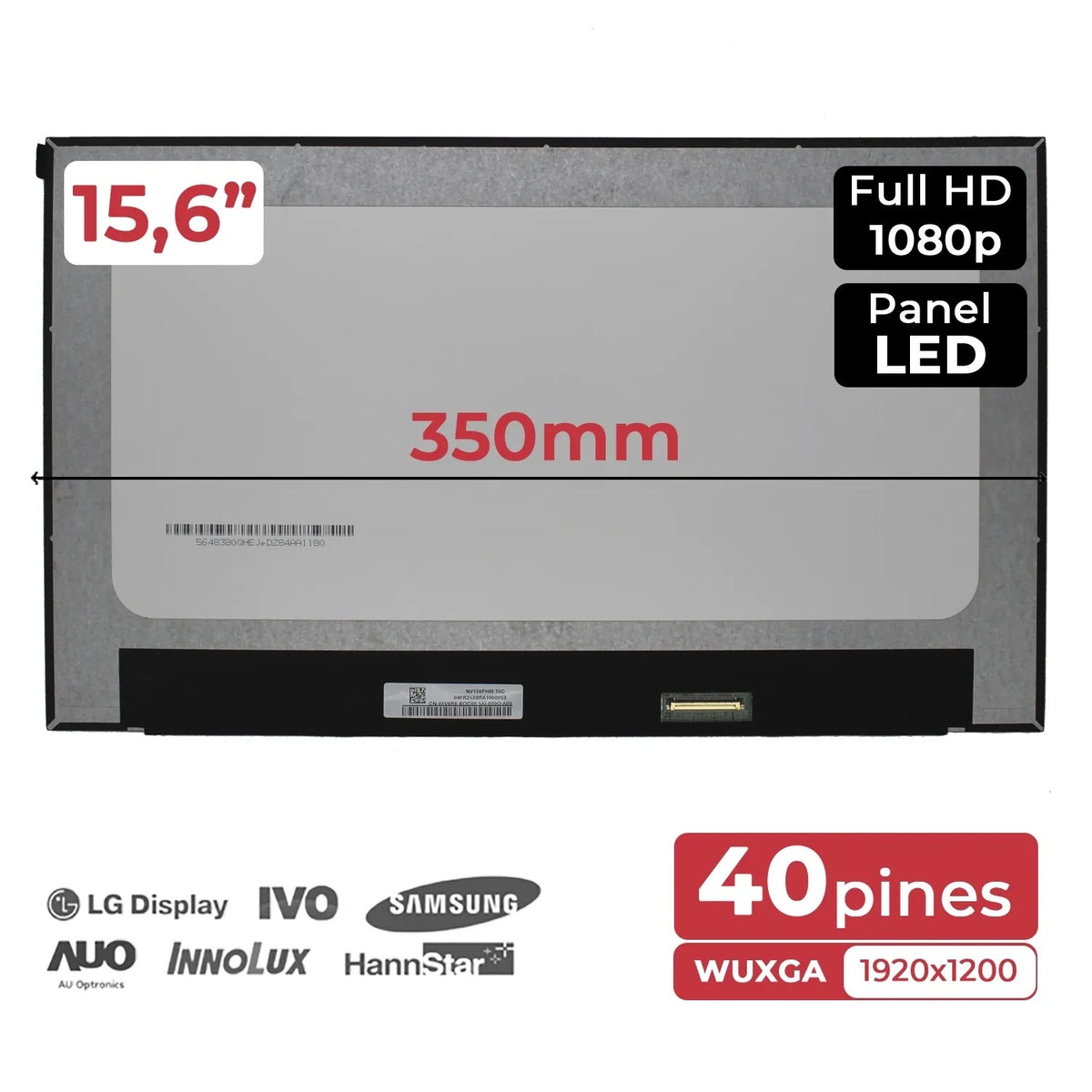 Pantalla Led De 15.6" Fhd Nv156Fhm-T0A V8.1 40 Pin