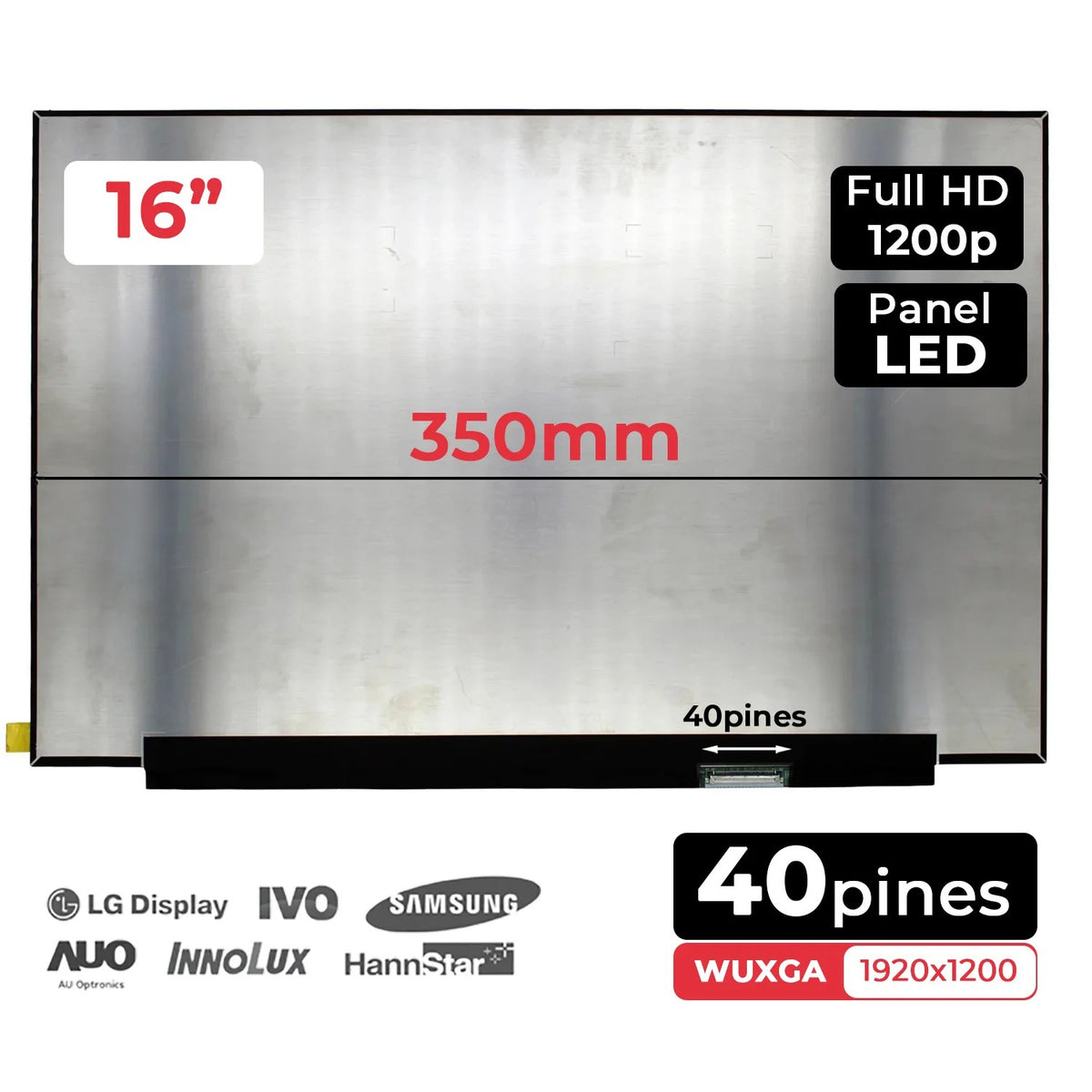 Pantalla Led 16" Para Portátil B160Uan08.2 144Hz 40 Pines
