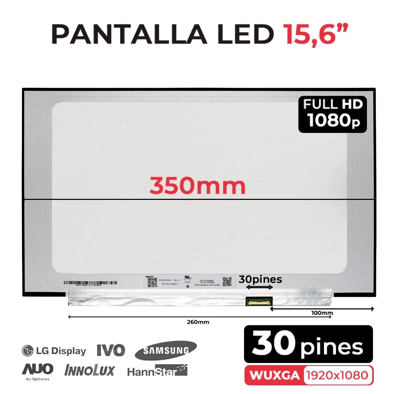 Pantalla Led Mate De 15.6" Para Portátil Mb156Cs05-3