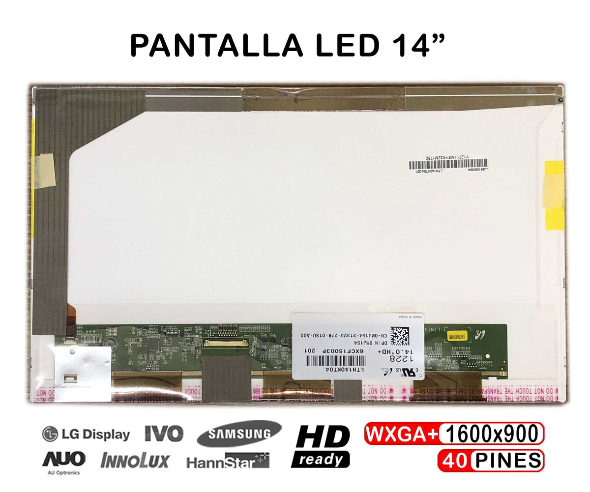 Pantalla Led De 14" Para Portátil Lp140Wd1 Tl M1 D2 A1 Ltn140Kt04 1600X900 40 Pin
