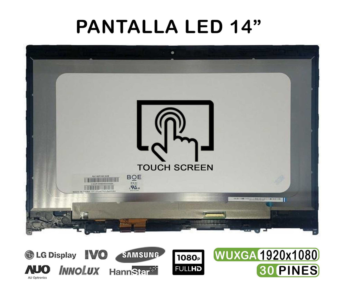 Pantalla Led Táctil De 14" Fhd Para Portátil Lenovo Flex 5-1470 80Xa 81C9 81Cw Nv140Fhm-N4K