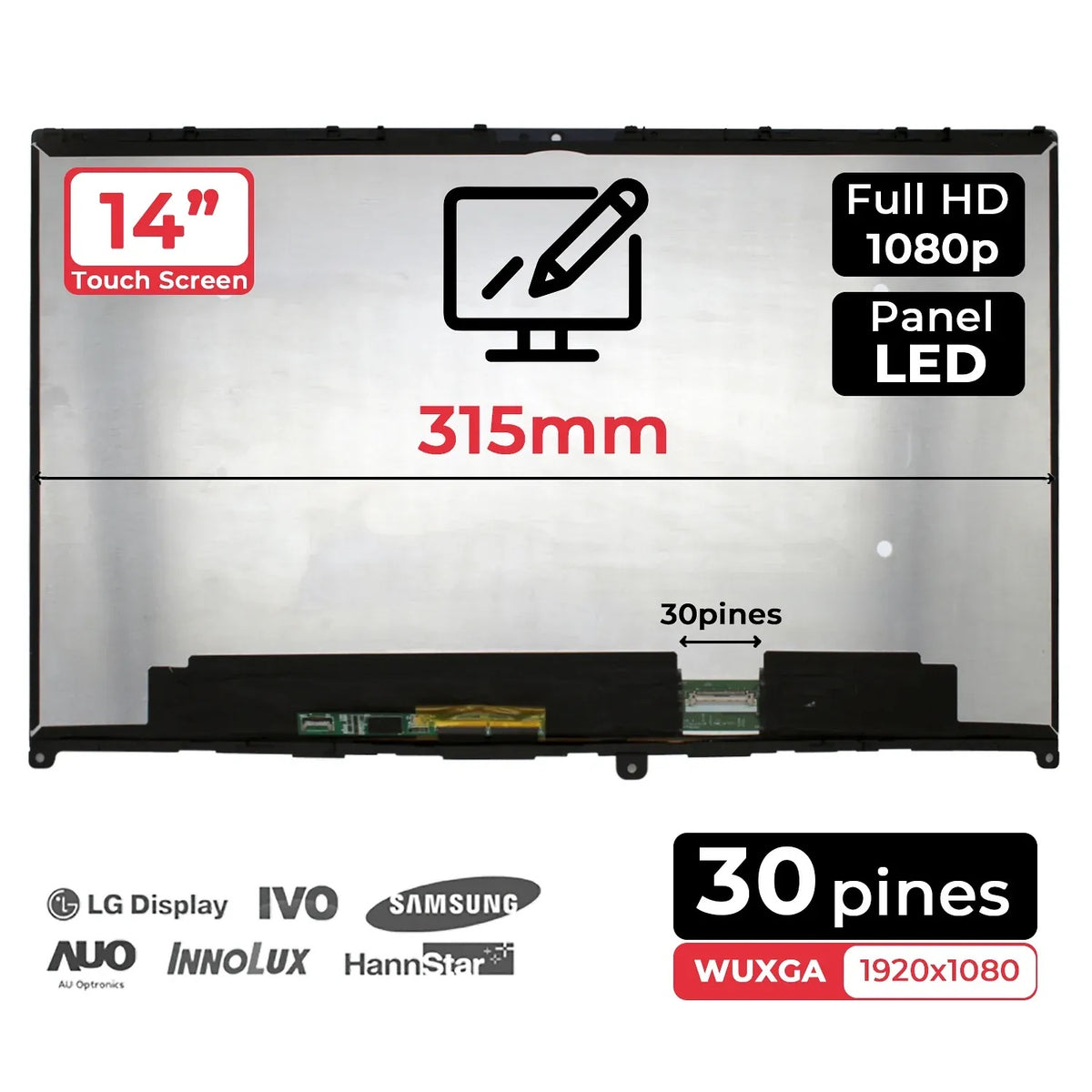 Pantalla Led Táctil Para Lápiz De 14" Para Portátil Lenovo Ideapad Flex 5-14Iil05 5-14Are05 5-14Itl05