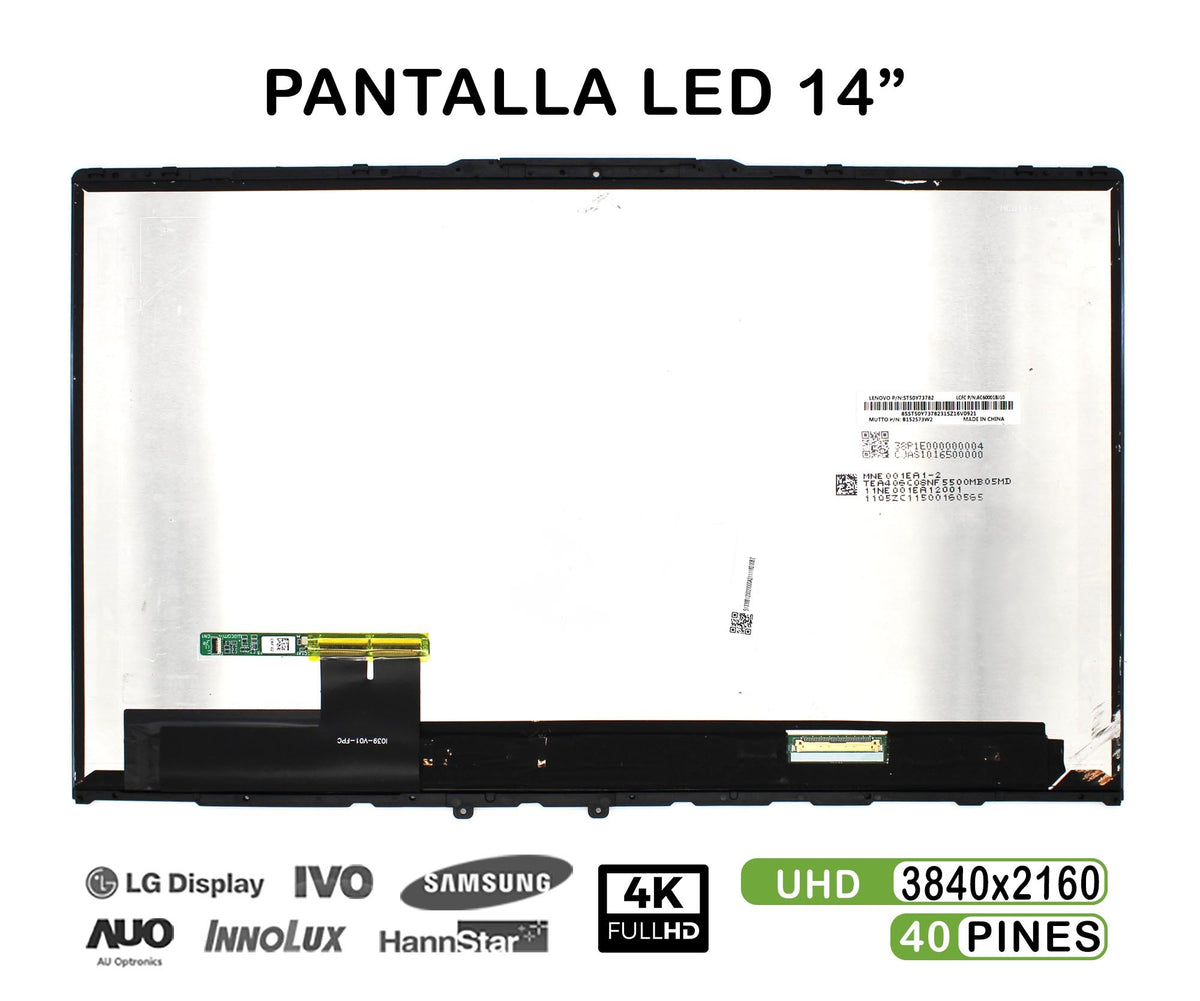 Pantalla Led Táctil De 14" Para Portátil Lenovo Yoga C940-14Iil 5D10S39596 4K Con Marco