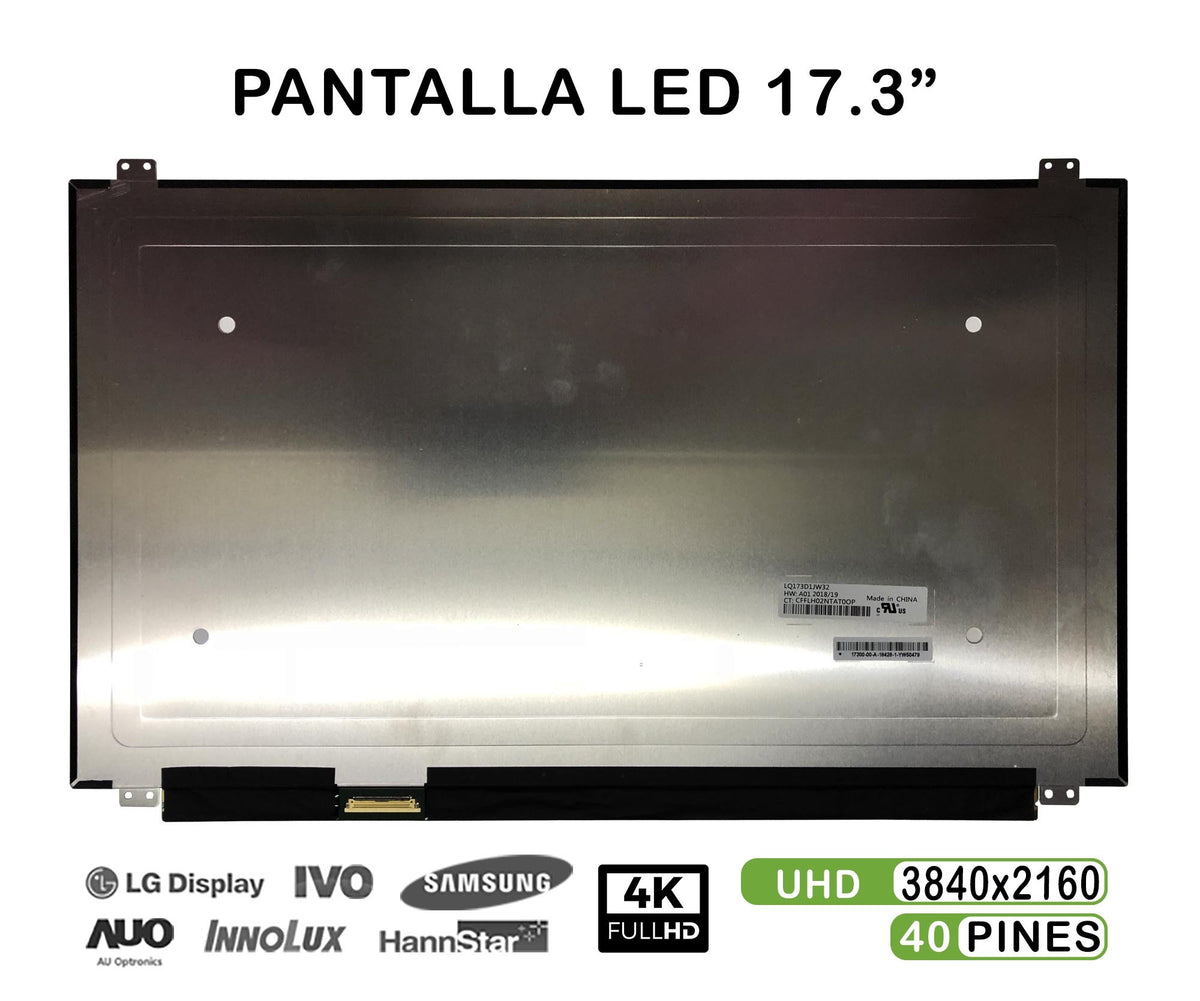 Pantalla Led De 17.3" Para Portátil Lq173D1Jw31 3840X2160 40 Pines