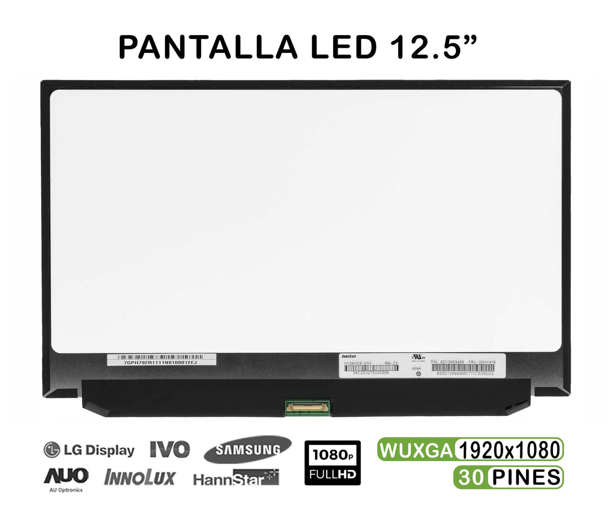 Pantalla Led De 12.5" Para Portátil Lenovo N125Hce-Gn1 Rev.C2 St50G56781 00Ny418