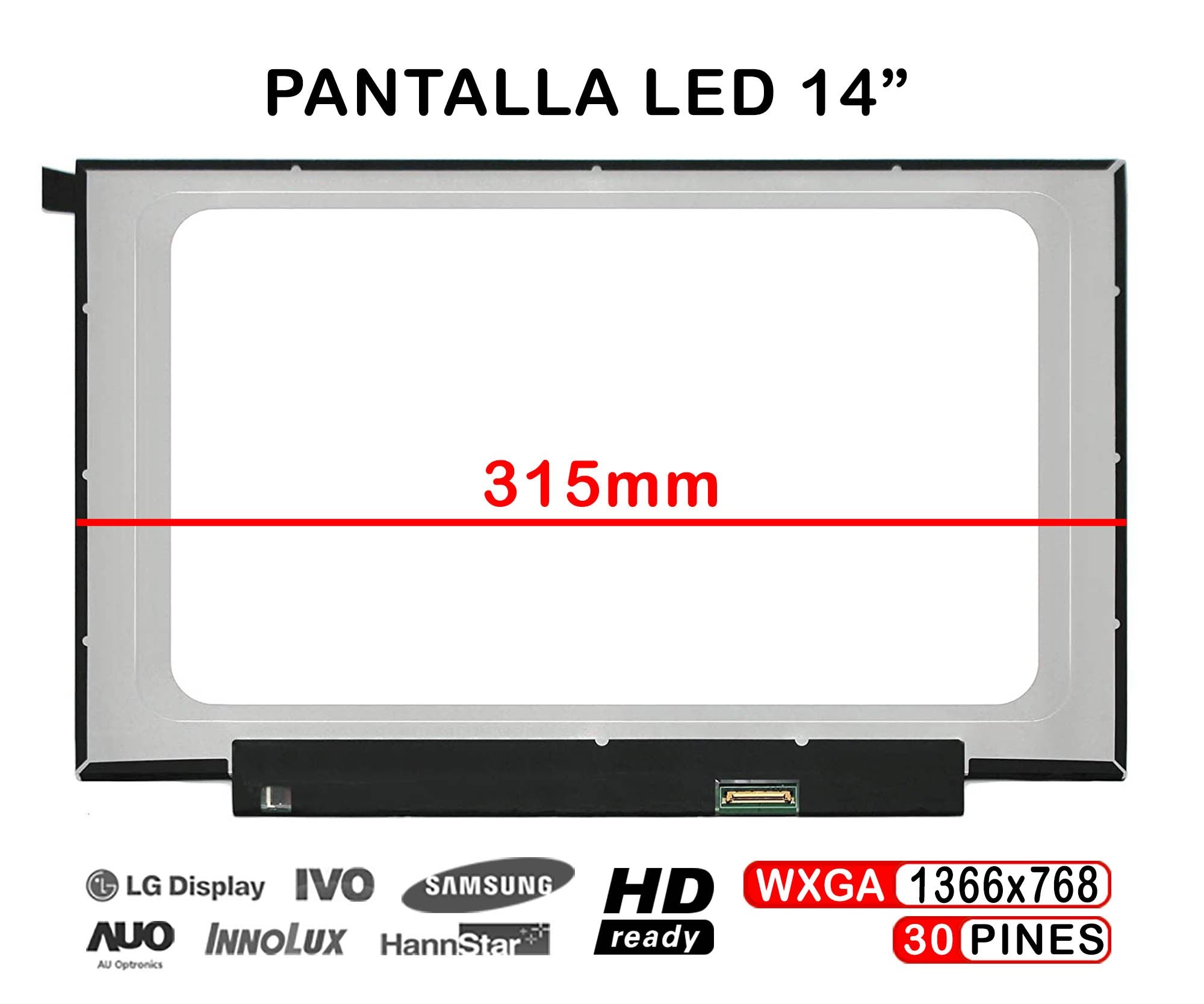 Pantalla Led Mate De 14" Para Portátil N140Bca-Ea4 315Mm