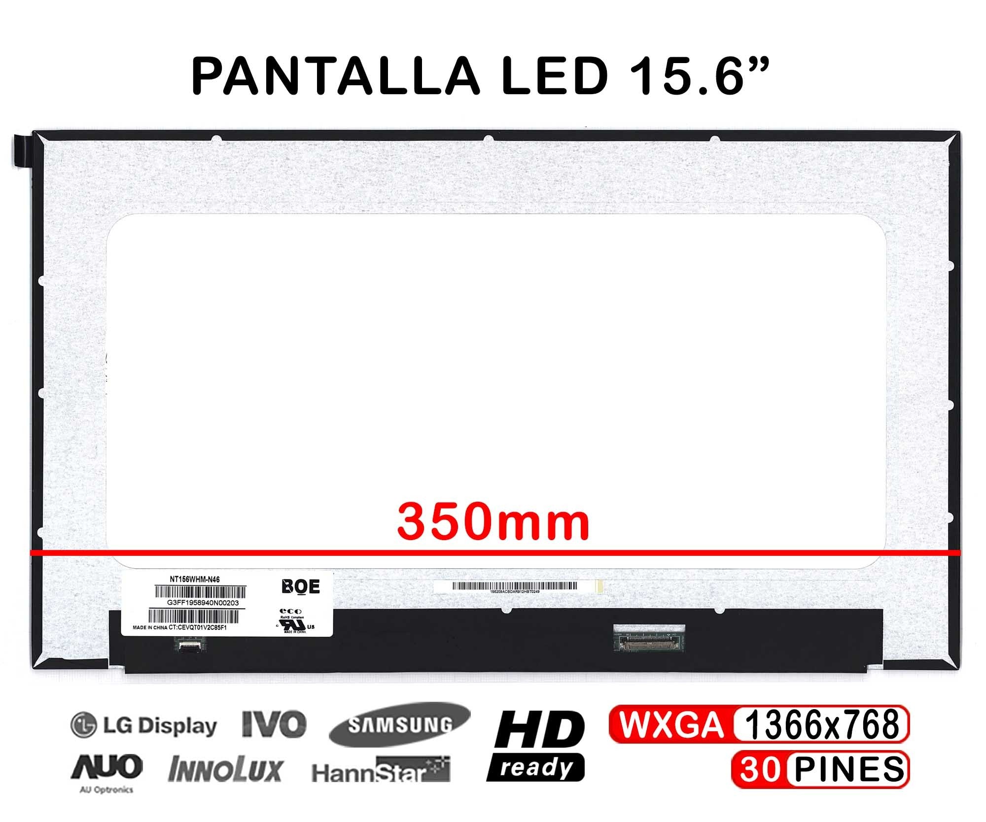 Pantalla Led De 15.6" Para Portátil N156Bga-E53 Rev B2