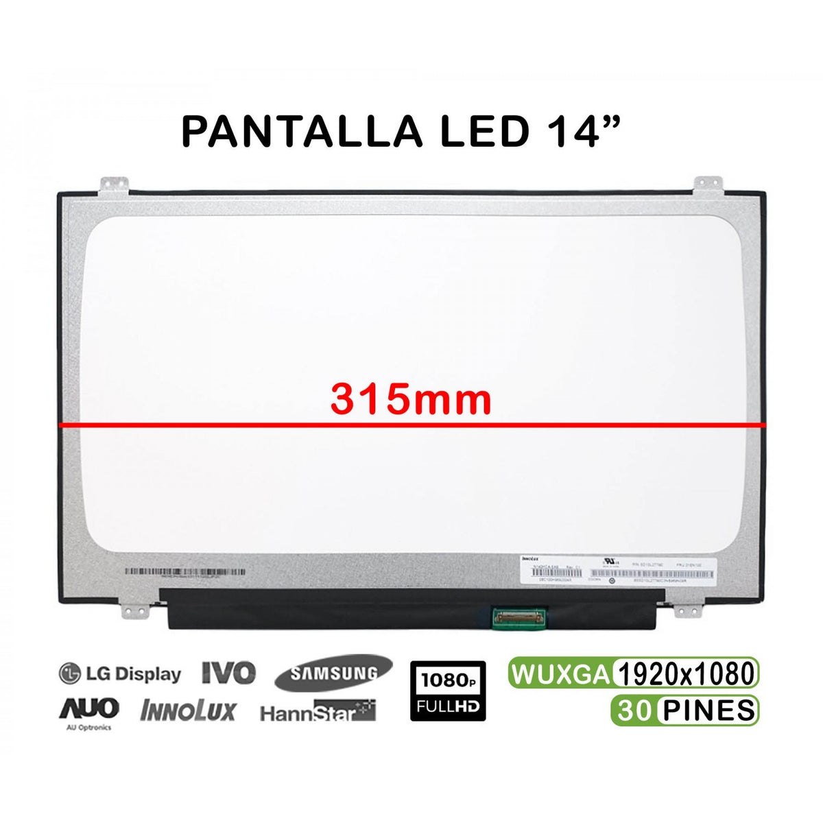 Pantalla Led De 14" Para Portátil Asus S433 Nv140Fhm-N62 315Mm